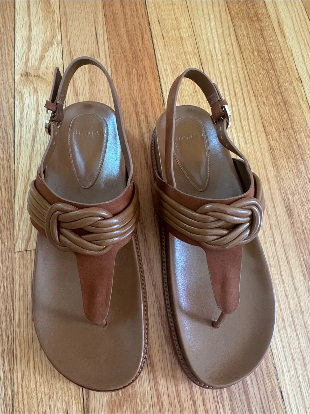 Alexandre Birman Vicky Thong Sandals Flats Espresso Nude Brown Leather 41 10